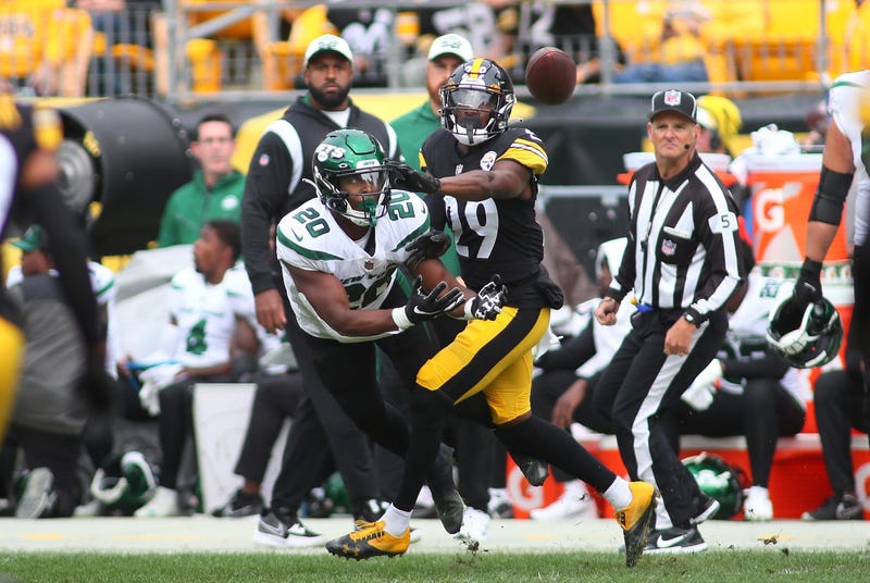 Levi Wallace defending a pass vs Jets
