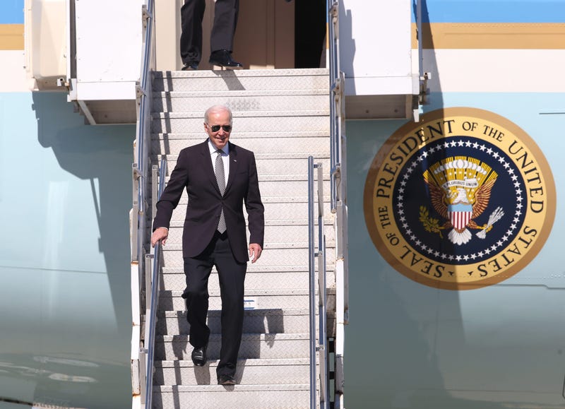 President Joe Biden arrives at Stewart Air National Guard Base in Newburgh