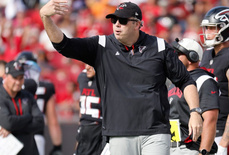 Oct 9, 2022; Tampa, Florida, USA; Atlanta Falcons head coach Arthur Smith against the Tampa Bay Buccaneers during the second half at Raymond James Stadium. 