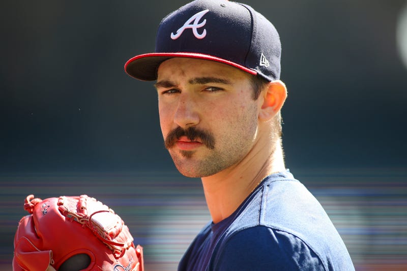 Oct 10, 2022; Atlanta, Georgia, USA; Atlanta Braves starting pitcher Spencer Strider (65) during a team workout for the NLDS at Truist Park. 