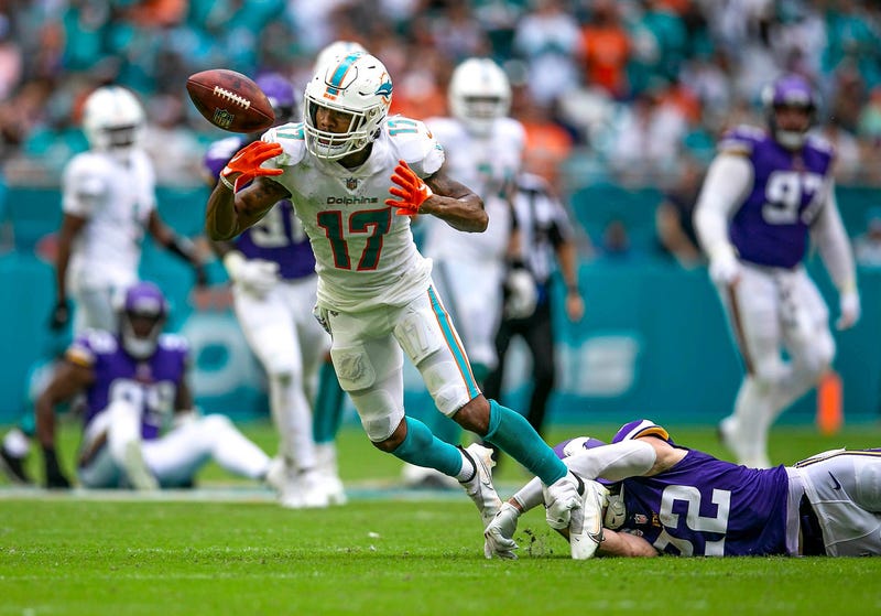 Jaylen Waddle fumbles football