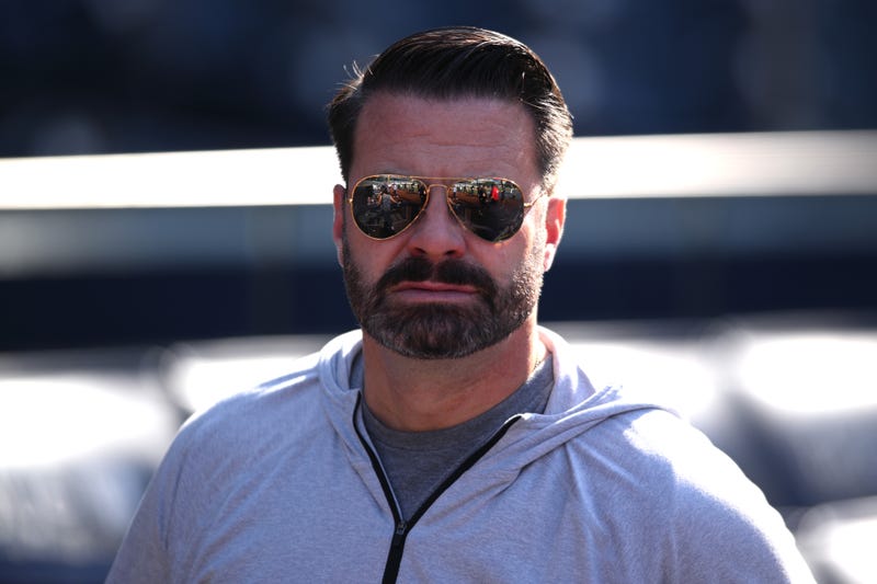 San Diego Padres CEO Erik Greupner looks on during NLCS workouts at Petco Park.