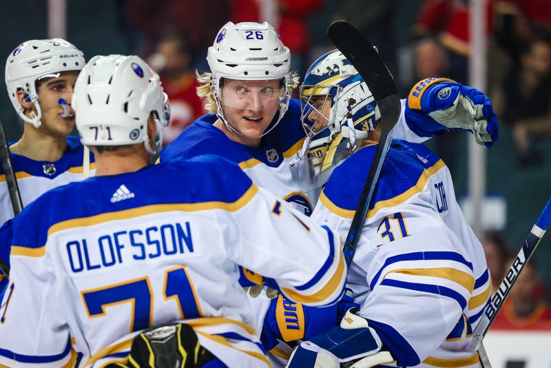 Sabres celebrate a win