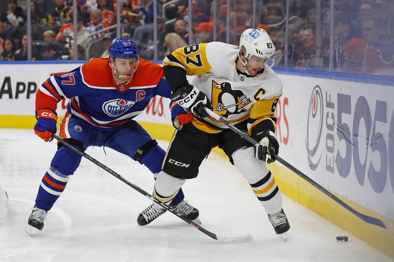 Sidney Crosby and Connor McDavid on the ice