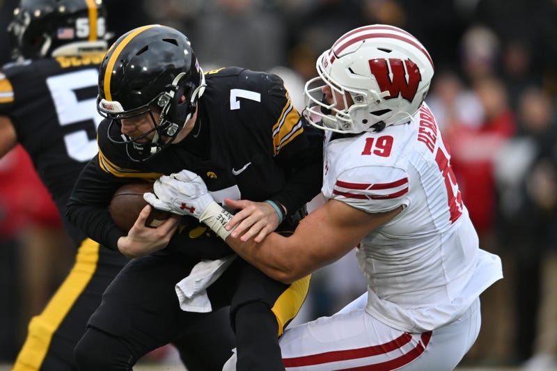 Nick Herbig sacking Iowa QB