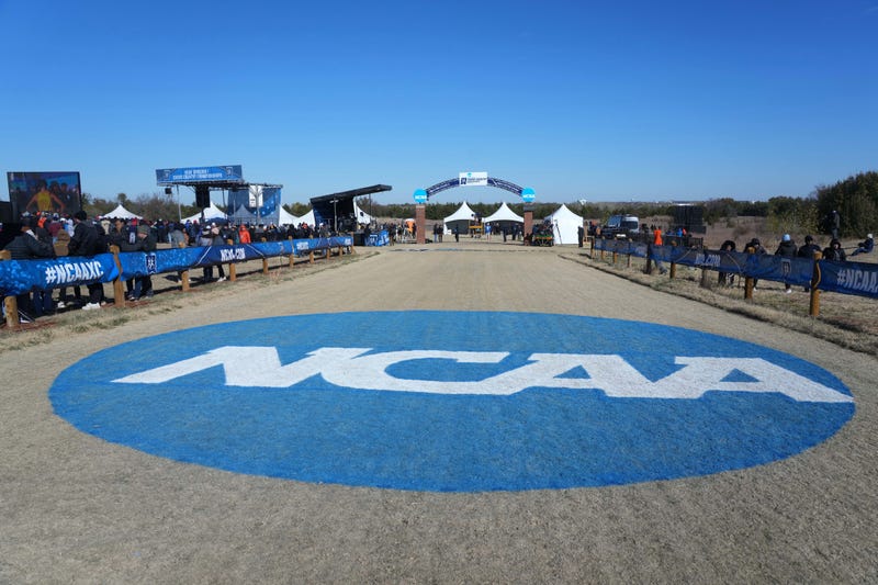 The NCAA logo at the NCAA championships