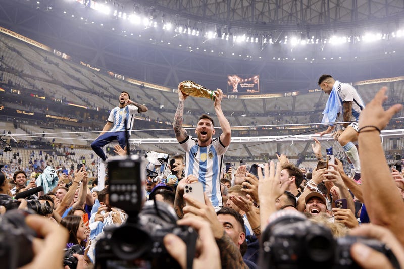 Messi celebrating the World Cup win in Qatar