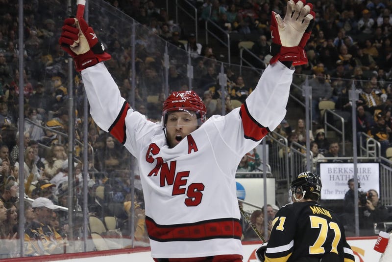 Jacob Slavin scores gamer against Pens