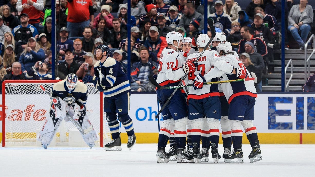 Capitals score 4 goals in the 2nd, beat Blue Jackets 6-2