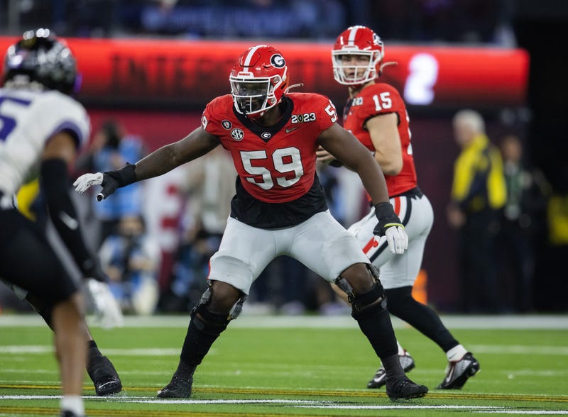 Georgia Bulldogs offensive lineman Broderick Jones (59) against the TCU Horned Frogs during the CFP national championship game