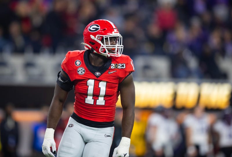 Jan 9, 2023; Inglewood, CA, USA; Georgia Bulldogs linebacker Jalon Walker (11) against the TCU Horned Frogs during the CFP national championship game at SoFi Stadium. Mandatory Credit: Mark J. Rebilas-Imagn Images