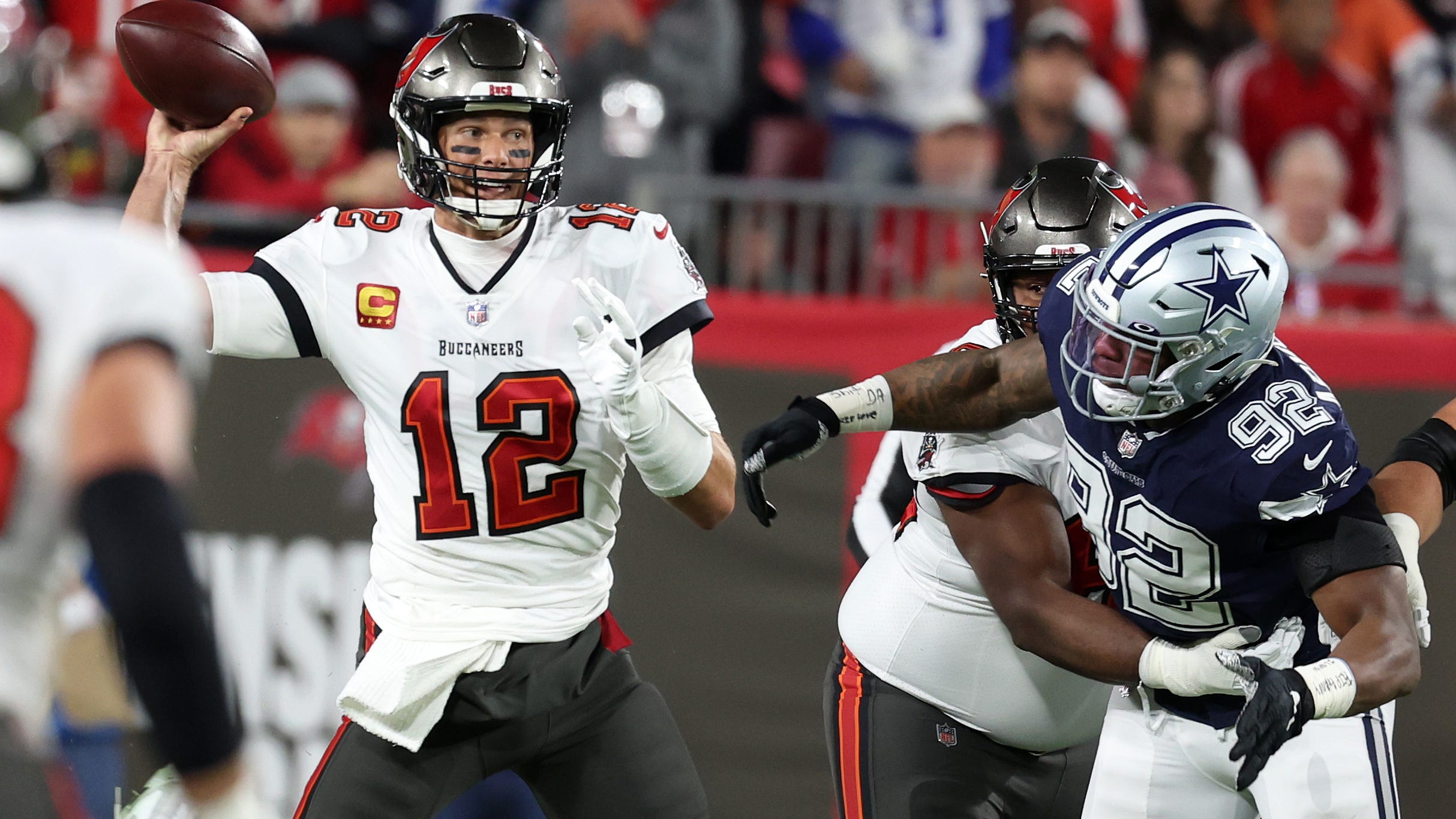 WATCH: Cowboys intercept Tom Brady in end zone