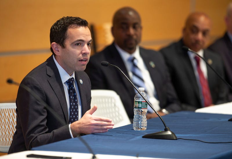 New Jersey Attorney General Matt Platkin addresses the crowd at an event.