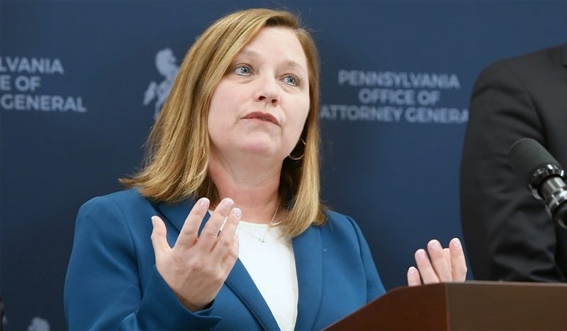 Acting Pennsylvania Attorney General Michelle Henry announces the filing of criminal charges against five individuals associated with Jehovah Witness congregations in Harrisburg.