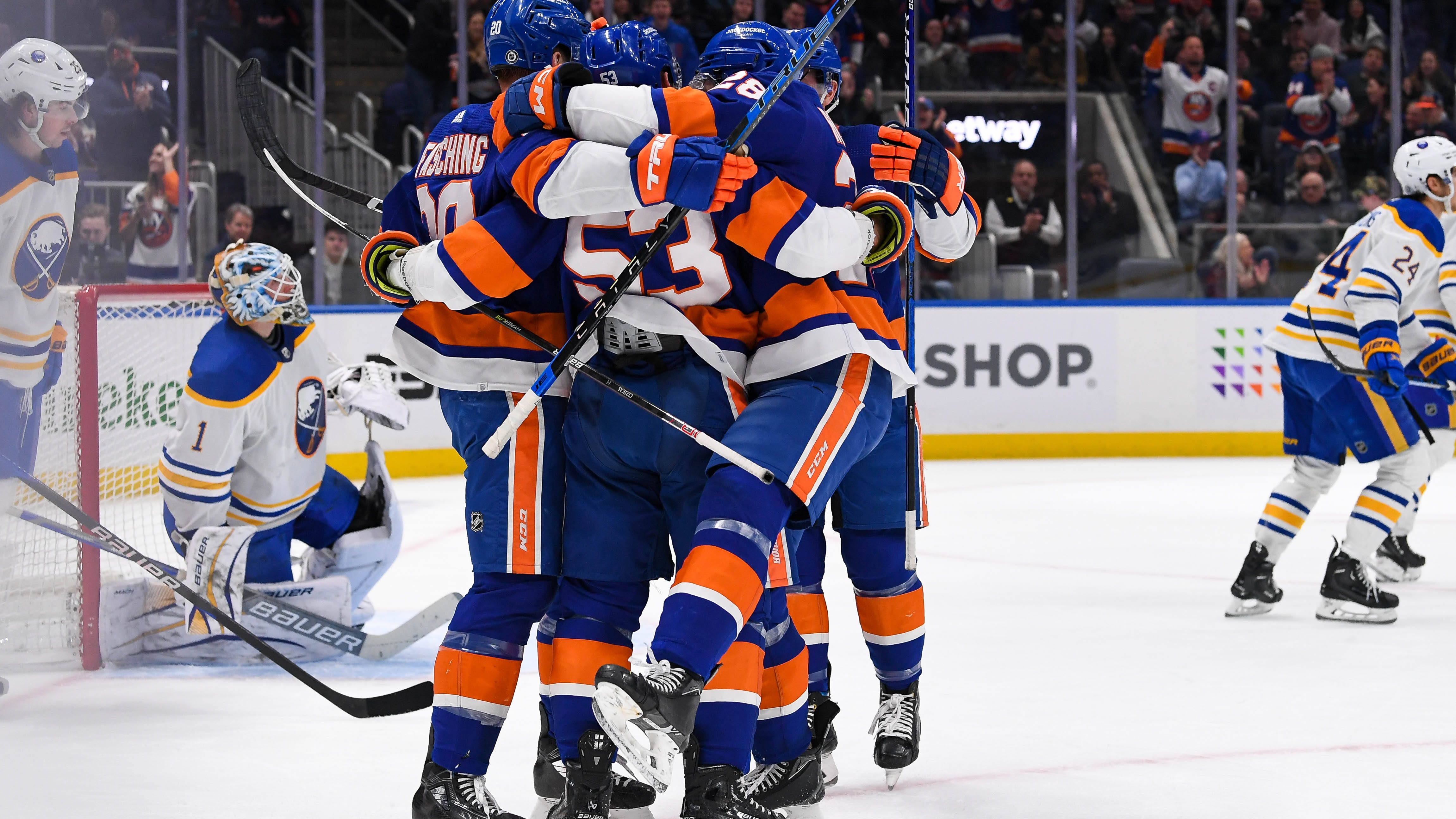 Islanders beat Sabres by shin of their teeth