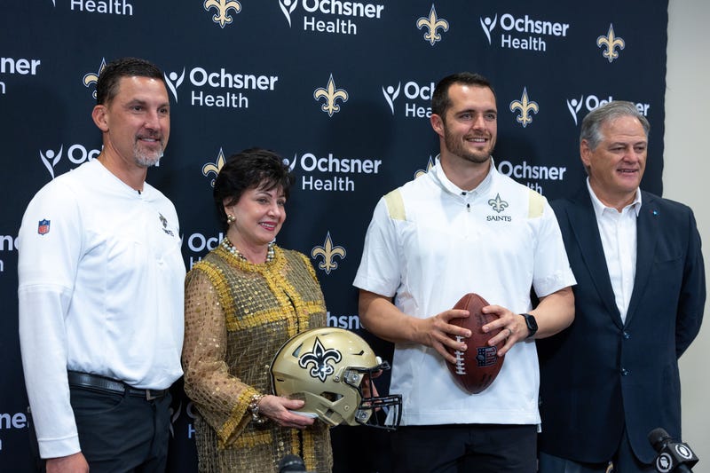 Derek Carr is introduced as the new Saints QB.