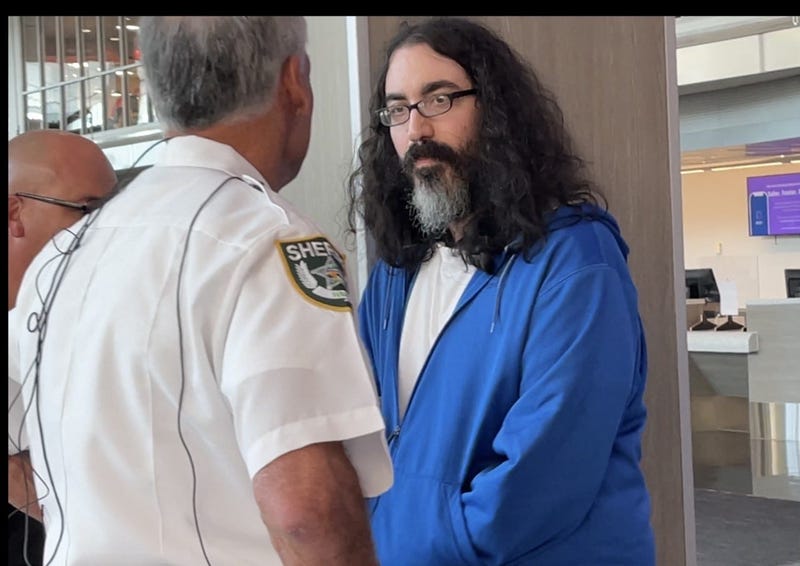 Richard Golden, the New Jersey man who told white supremacists in a hate chat group to murder Sheriff Mike Chitwood, meets the sheriff when he arrived in Florida on Monday.
