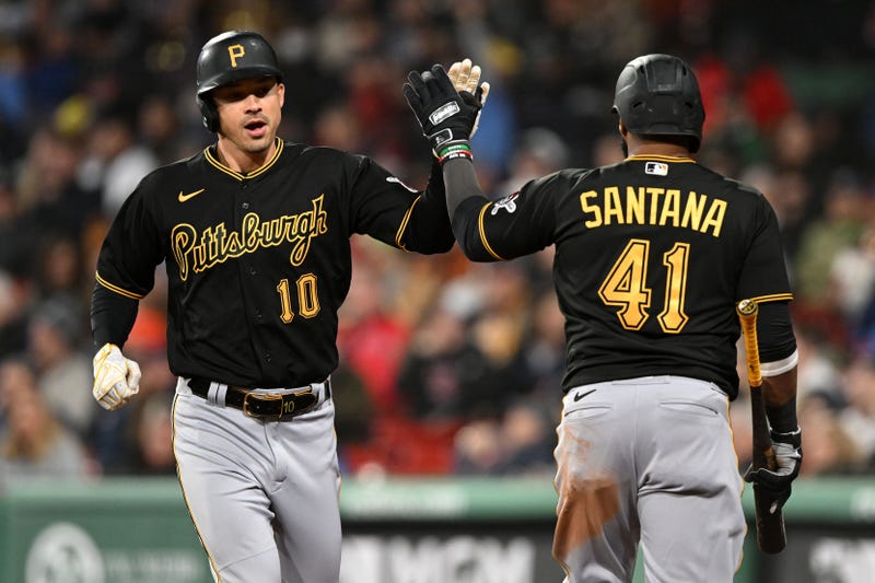 Bryan Reynolds hi-five with Carlos Santana