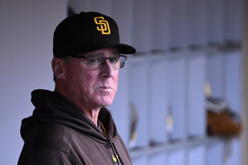San Diego Padres manager Bob Melvin looks on from the dugout 