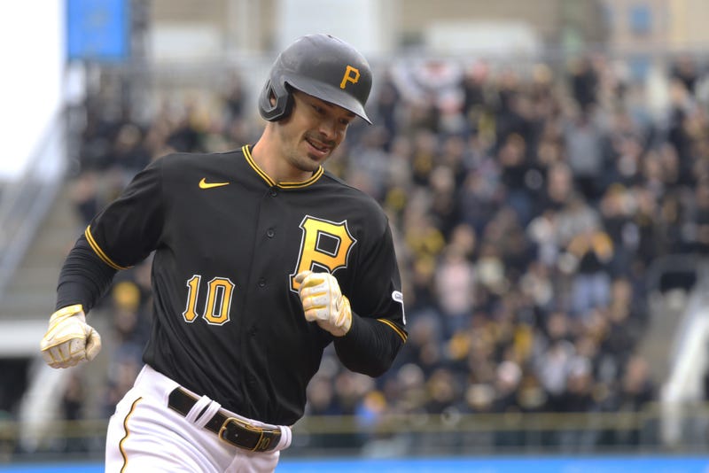 Pittsburgh Pirates left fielder Bryan Reynolds (10) circles the bases on a three run home run against the Chicago White Sox during the fourth inning at PNC Park.