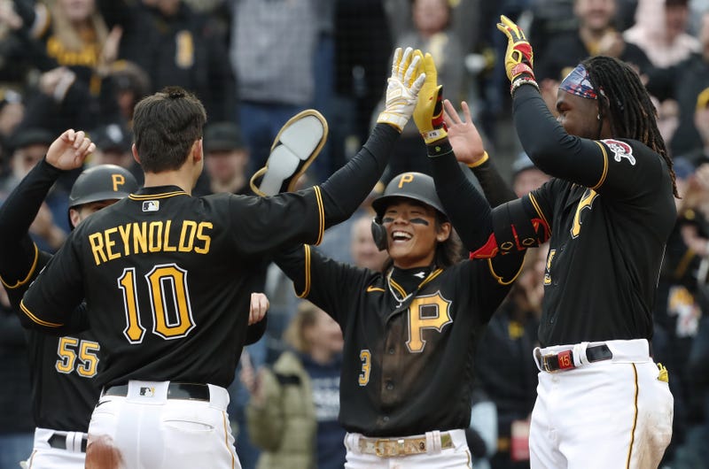 Bryan Reynolds celebrates HR