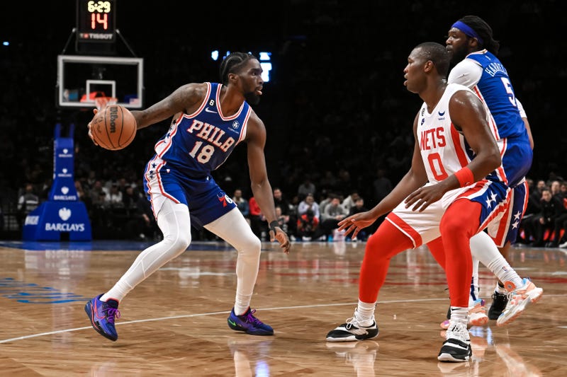 Philadelphia 76ers guard Shake Milton (18) makes a move against Brooklyn Nets forward RaiQuan Gray (0) during the second quarter at Barclays Center.