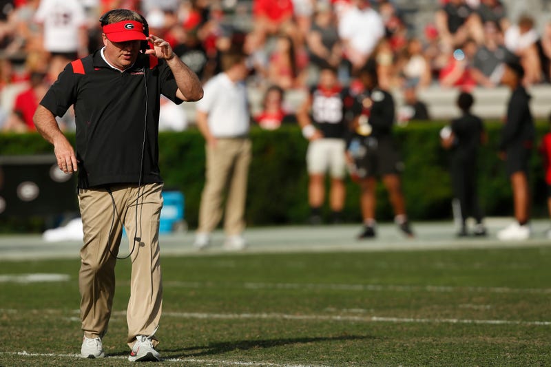 Georgia head coach Kirby Smart during the UGA G-Day spring football game at Sanford Stadium in Athens, Ga., on Saturday, April 15, 2023. Red won 31-26. News Joshua L Jones