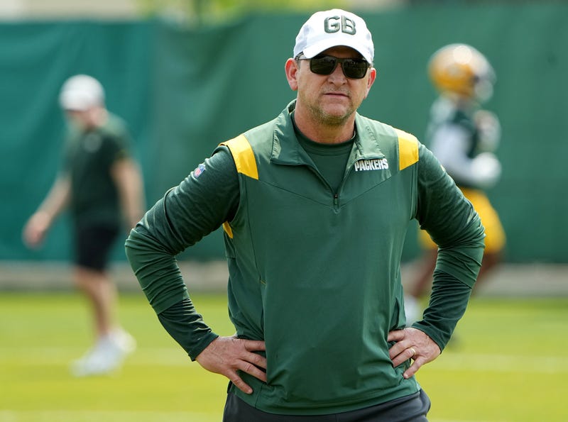 May 23, 2023; Green Bay, WI, USA; Green Bay Packers defensive coordinator Joe Barry is shown during organized team activities at Ray Nitschke Field.