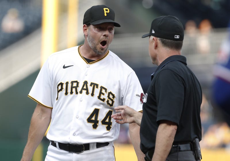 Rich Hill yelling at umpire