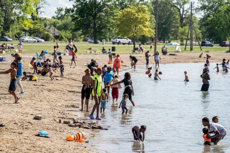 Swimmers at Belle Isle beach on June 2