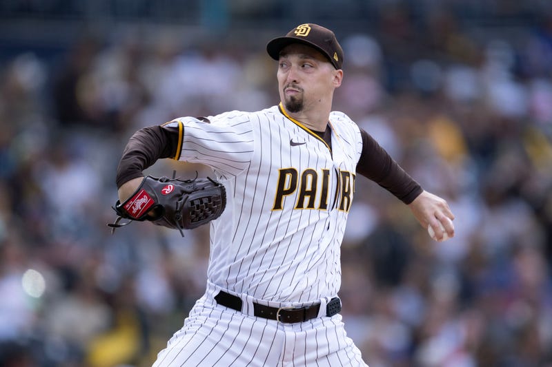 San Diego Padres starting pitcher Blake Snell (4) throws a pitch against the Chicago Cubs during the first inning at Petco Park.