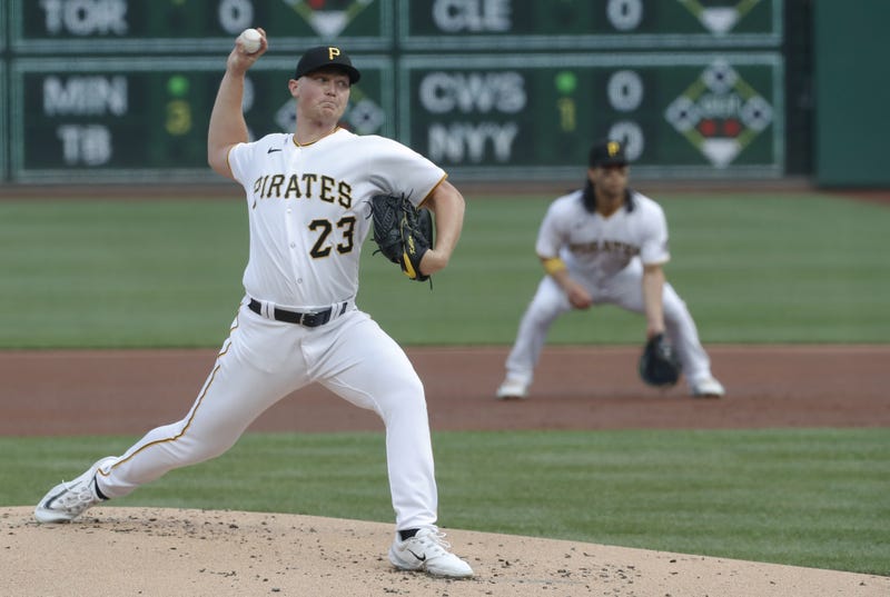 Pittsburgh Pirates starting pitcher Mitch Keller (23) delivers a pitch against the Oakland Athletics