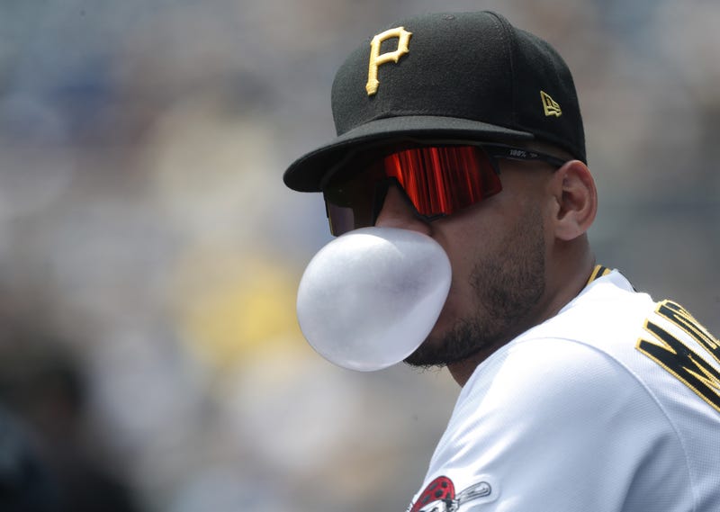 Tucupita Marcano blowing a bubble