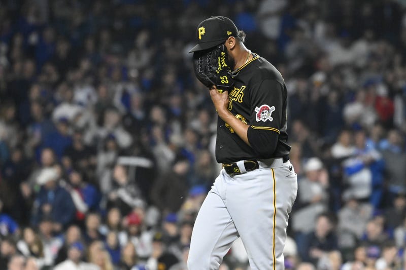 Pittsburgh Pirates relief pitcher Yohan Ramirez (46) at the end of the sixth inning against the Chicago Cubs