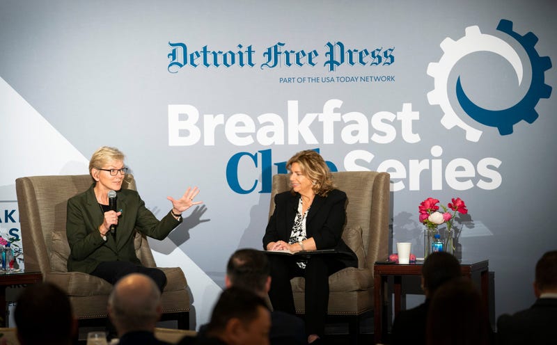 U.S. Secretary of Energy and former governor of Michigan, Jennifer Granholm speaks with Carol Cain as part of The Detroit Free Press Breakfast Club Series at the Townsend Hotel in Birmingham Monday, June 19, 2023.