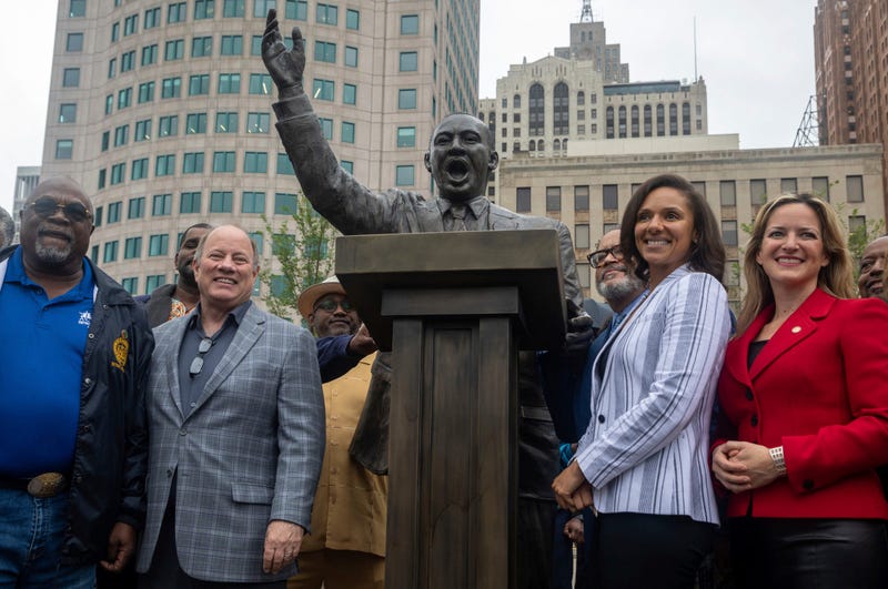 Officials unveiled a statue of Dr. Martin Luther King Jr. at Hart Plaza this summer.