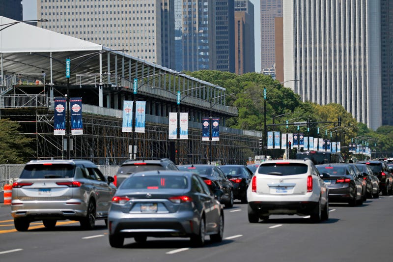 cars drive along Columbus Drive