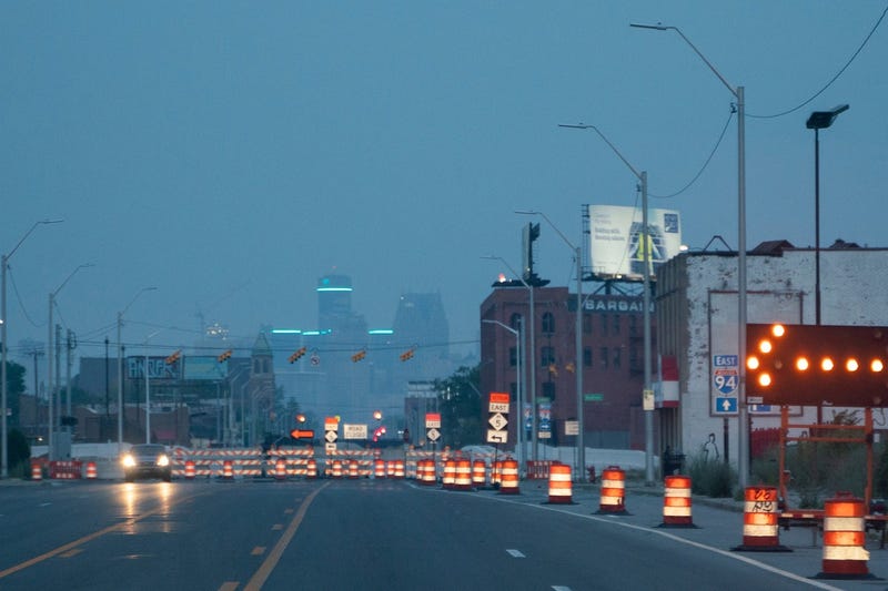 Detroit, Mich.: The GM Renaissance Center is seen through haze and smoke caused by wildfires in Canada in Detroit on Tuesday, June 6, 2023.