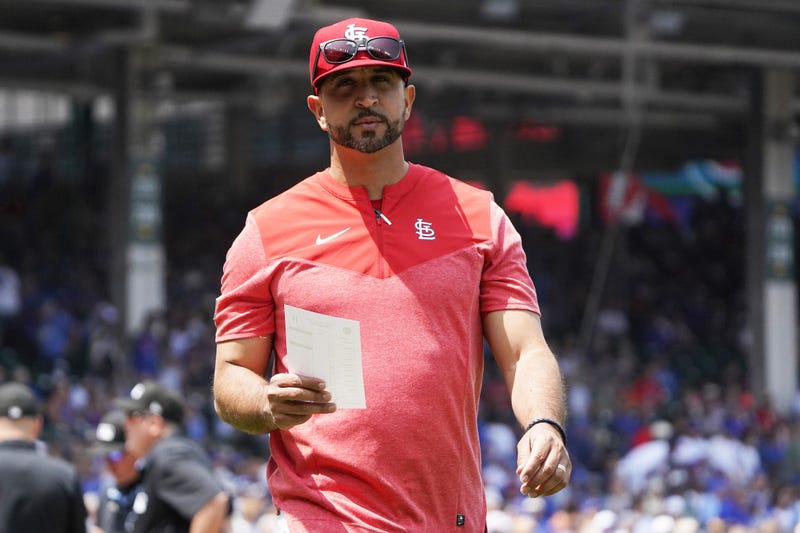 St. Louis Cardinals manager Oliver Marmol (37) walks back to the dugout before the game against the Chicago Cubs at Wrigley Field.