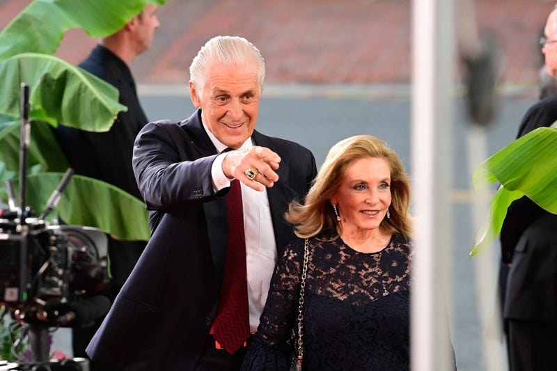 Miami Heat president Pat Riley walks the red carpet at the 2023 Basketball Hall of Fame induction ceremony at Symphony Hall.