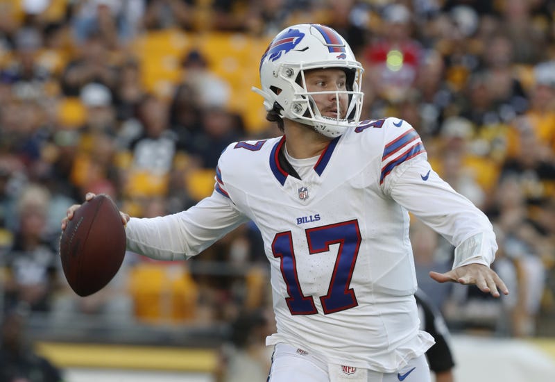 Josh Allen throwing against the Steelers
