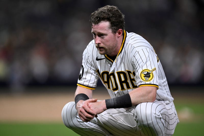 San Diego Padres first baseman Jake Cronenworth (9) looks on during the eighth inning against the Arizona Diamondbacks at Petco Park.