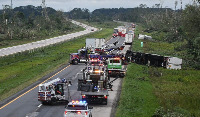 Storm damage long I-96 in Williamston