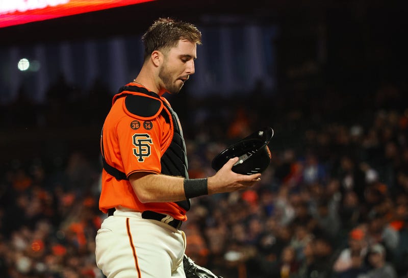 Joey Bart catching for Giants