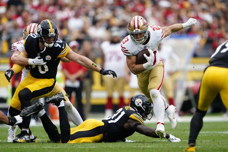 Christian McCaffrey running v Steelers