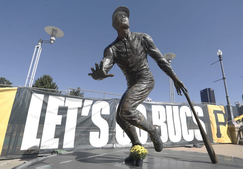 The statue of former Pittsburgh Pirates right fielder Roberto Clemente (21) outside of PNC Park. Major League Baseball celebrates Roberto Clemente Day
