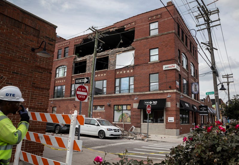 Partially collapsed building at Eastern Market in Detroit