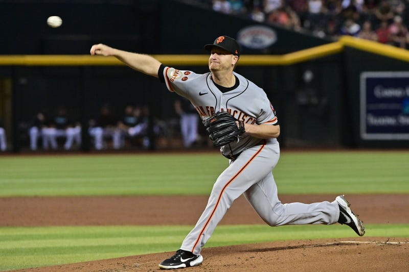 Sep 19, 2023; Phoenix, Arizona, USA; San Francisco Giants starting pitcher Alex Cobb (38) throws in the first inning against the Arizona Diamondbacks at Chase Field.