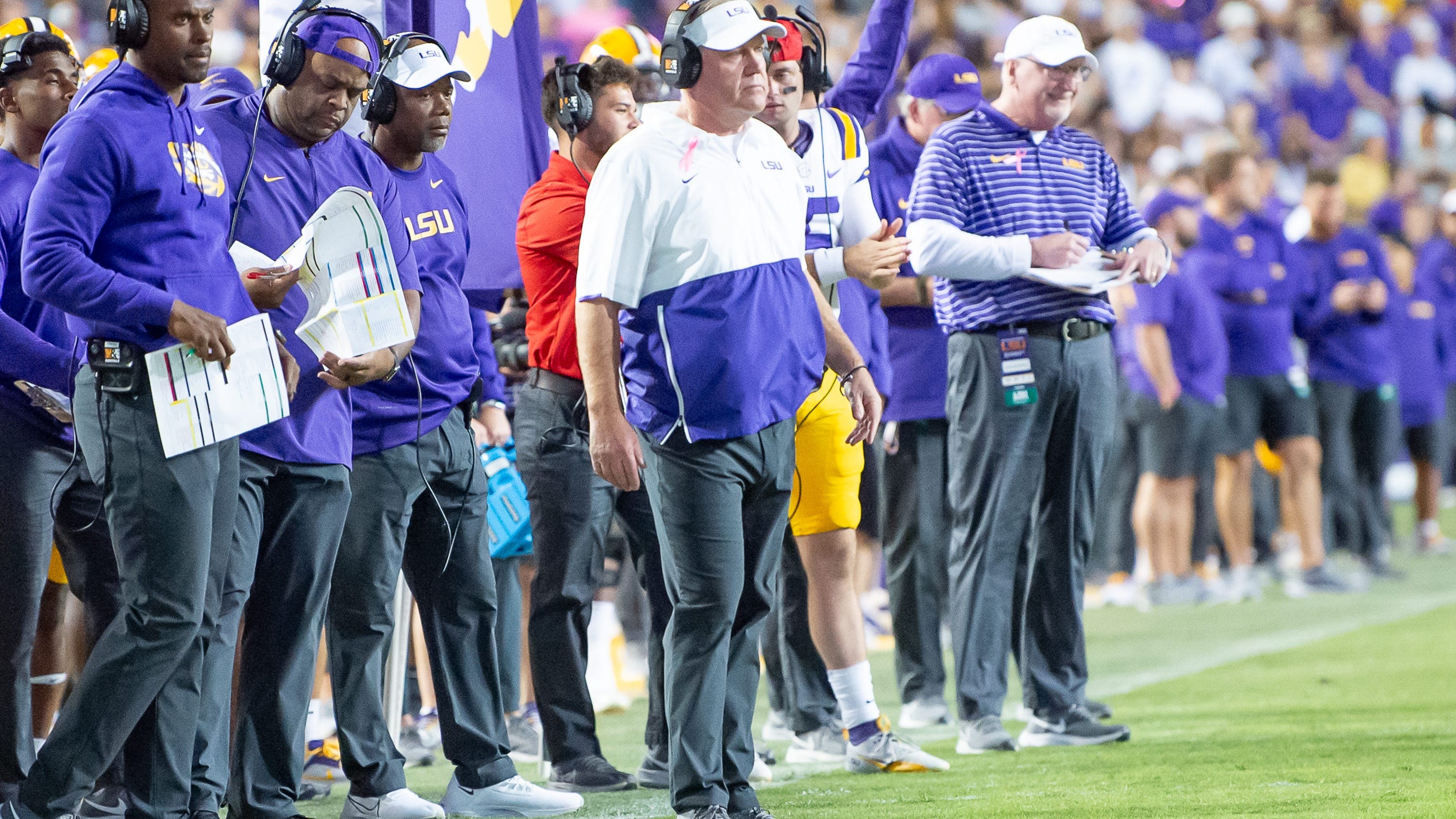 LSU’s Brian Kelly: We’ll proudly be on the field for anthem, if the AD asks us to be there