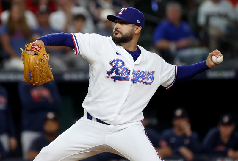 Martin Perez pitching for Rangers